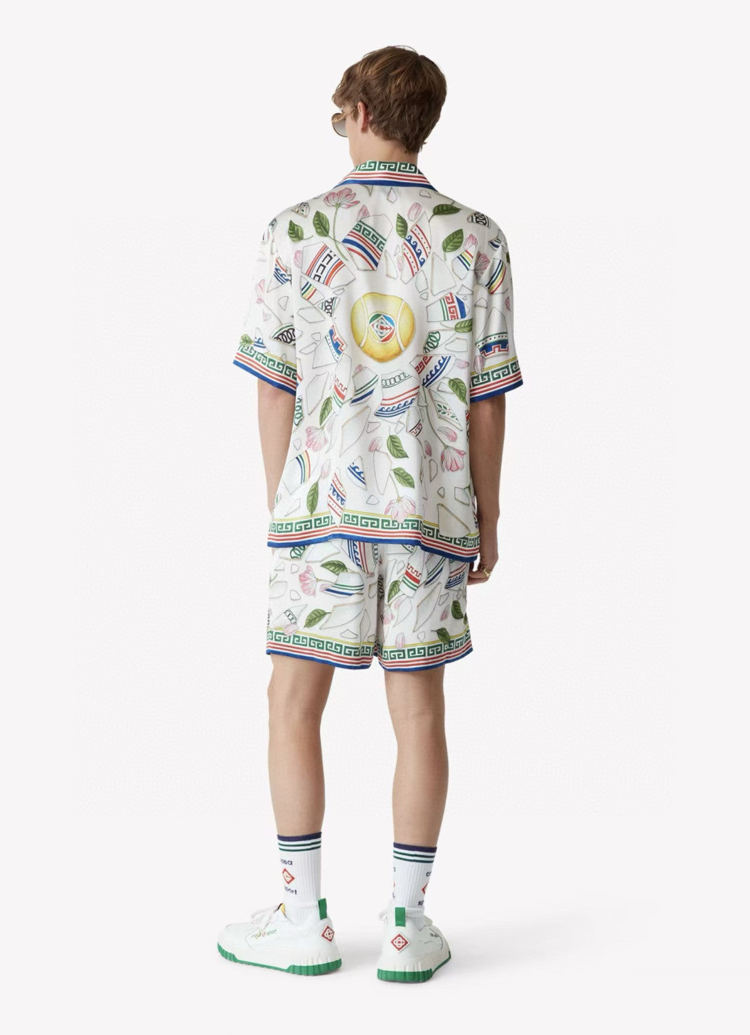 Casablanca Men's Women's Summer Silk Floral Print Loose Short Sleeved Shirt Casual Drawstring Shorts Ngvp #9927 #337183