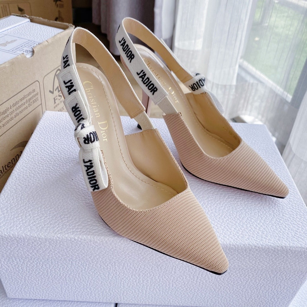Dior Toujours Women's Summer Solid Color Pointed Toe Closed Toe Fine Heel Breathable Leather High Heel Shoes #77265