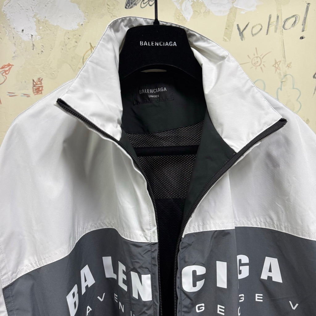 Balenciaga Men's Spring And Autumn Colorblocking High Collar Trench Coat Zipper Long Sleeve Loose Jacket #81298