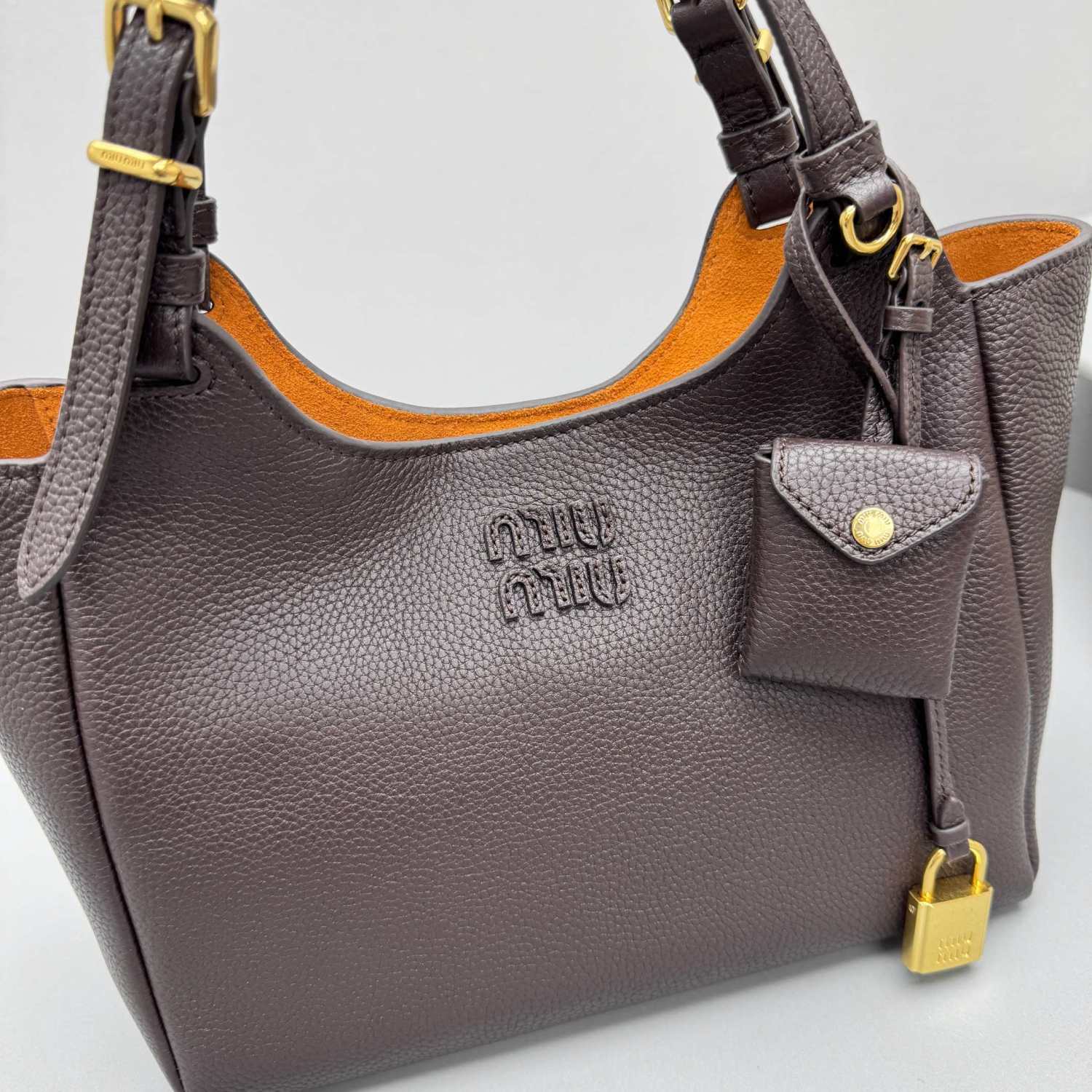 MiuMiu Women's Fashion Classic Solid Color Grain Leather Logo Handbag Shoulder Bag Bags 5BA304_2IFL_F0ZKS #79515