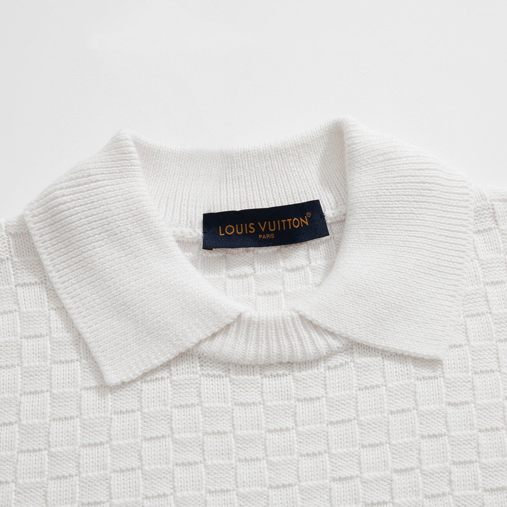 Louis Vuitton Damier Polo Neck Knitted Long Sleeve Pullover Sweater #21884