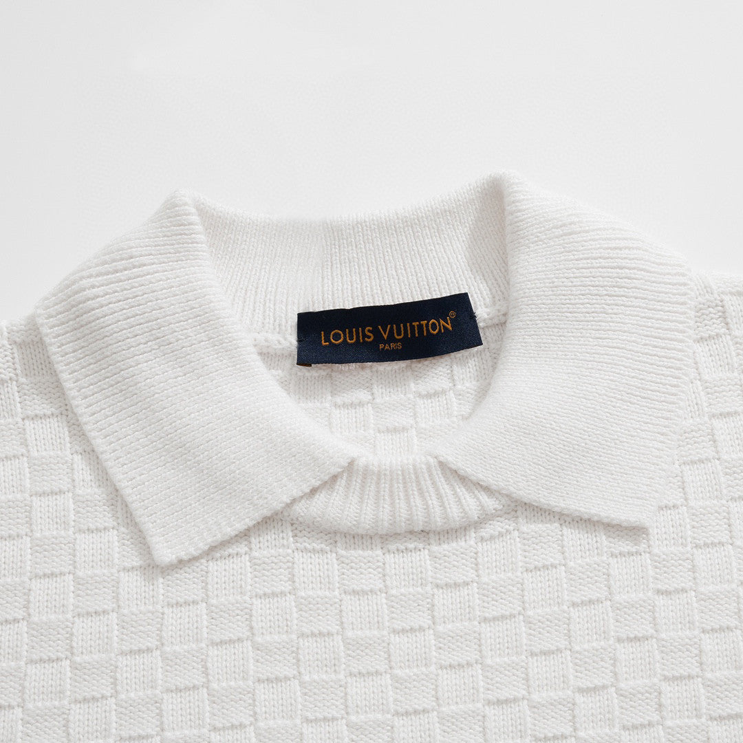 Louis Vuitton Damier Polo Neck Knitted Long Sleeve Pullover Sweater #21884