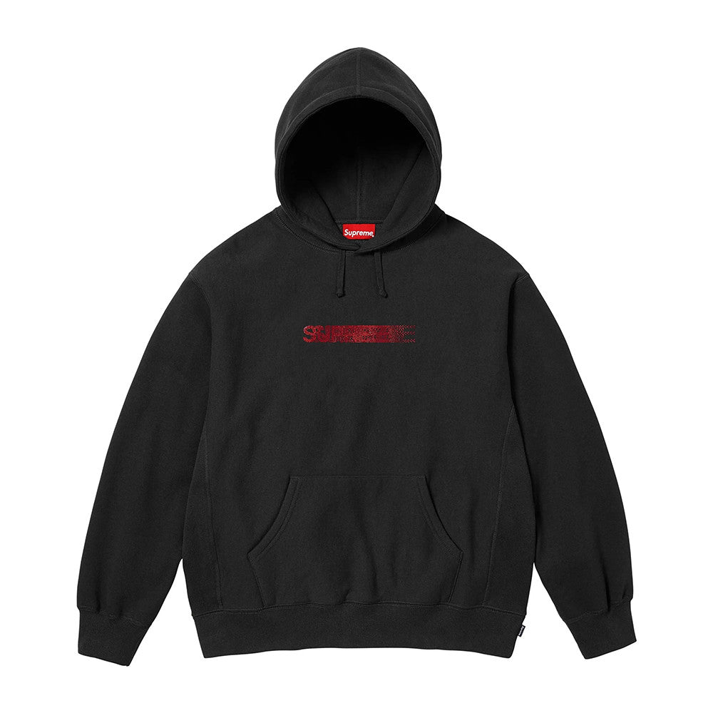 Supreme x Swarovski Men's and Women's FW25 WEEK4 Motion Logo Hooded Sweatshirt rhinestone dynamic logo kangaroo pocket hooded sweatshirt #332326
