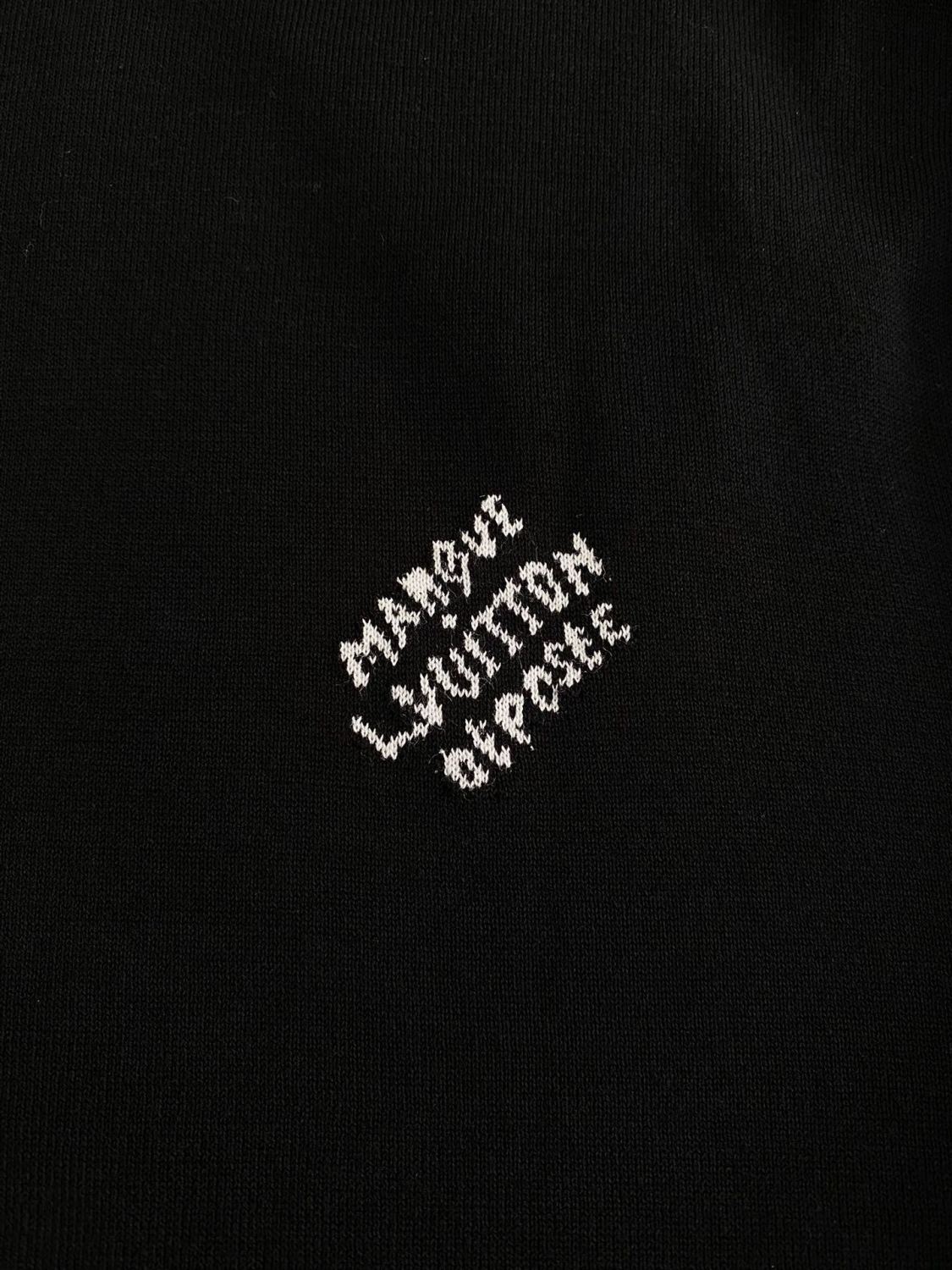 Louis Vuitton Men's Spring And Fall Logo Printed Crew Neck Black Cotton Long Sleeve Fitted Sweater #71473
