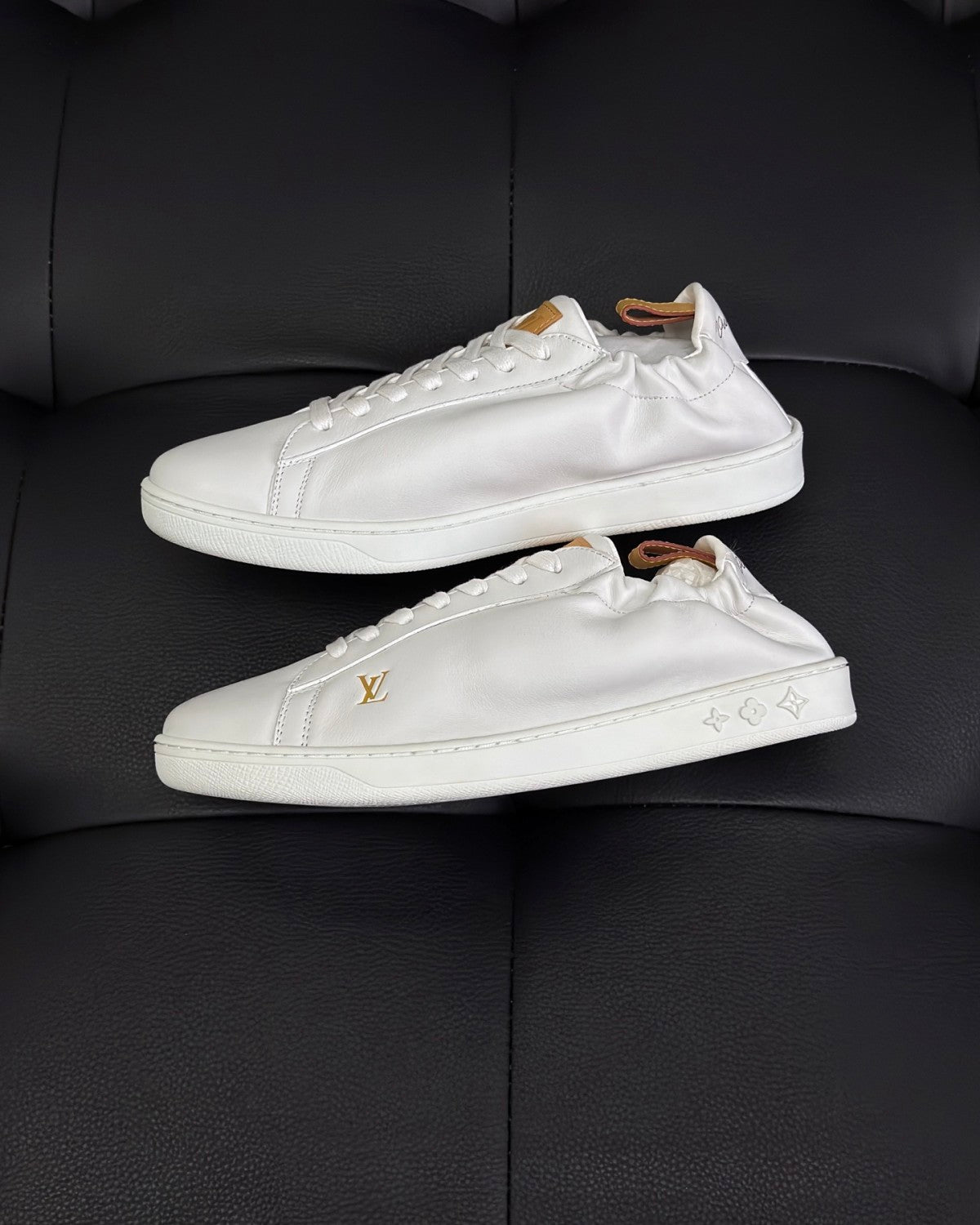 Louis Vuitton LV SOFT Men's And  Women's Spring/Fall Fashion Casual Round Toe Lace Up Solid Color Low Top Leather Mesh Fabric Sneakers Shoes #78696