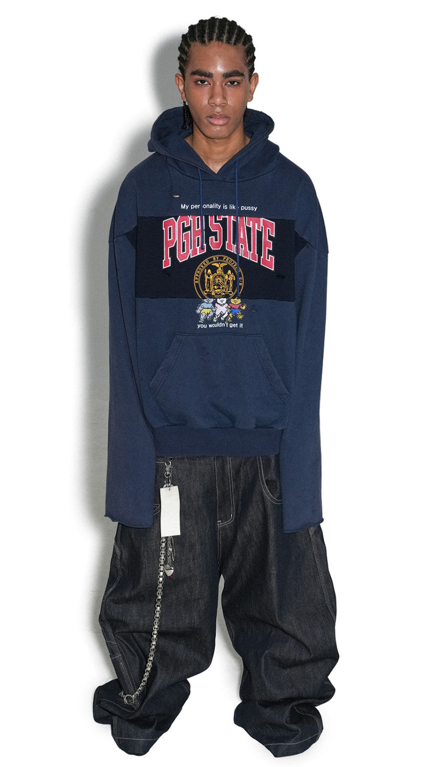 GRAILZ Men's Women's Spring And Autumn Cotton Do-Over Letter Printed Hole Breaking Loose Hooded Sweatshirt Ngvp #1912