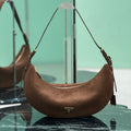 PRADA Classic Crescent Shape Suede Shoulder Bag Oversized Fit  Adjustable Handles Women's Handbag #81941L