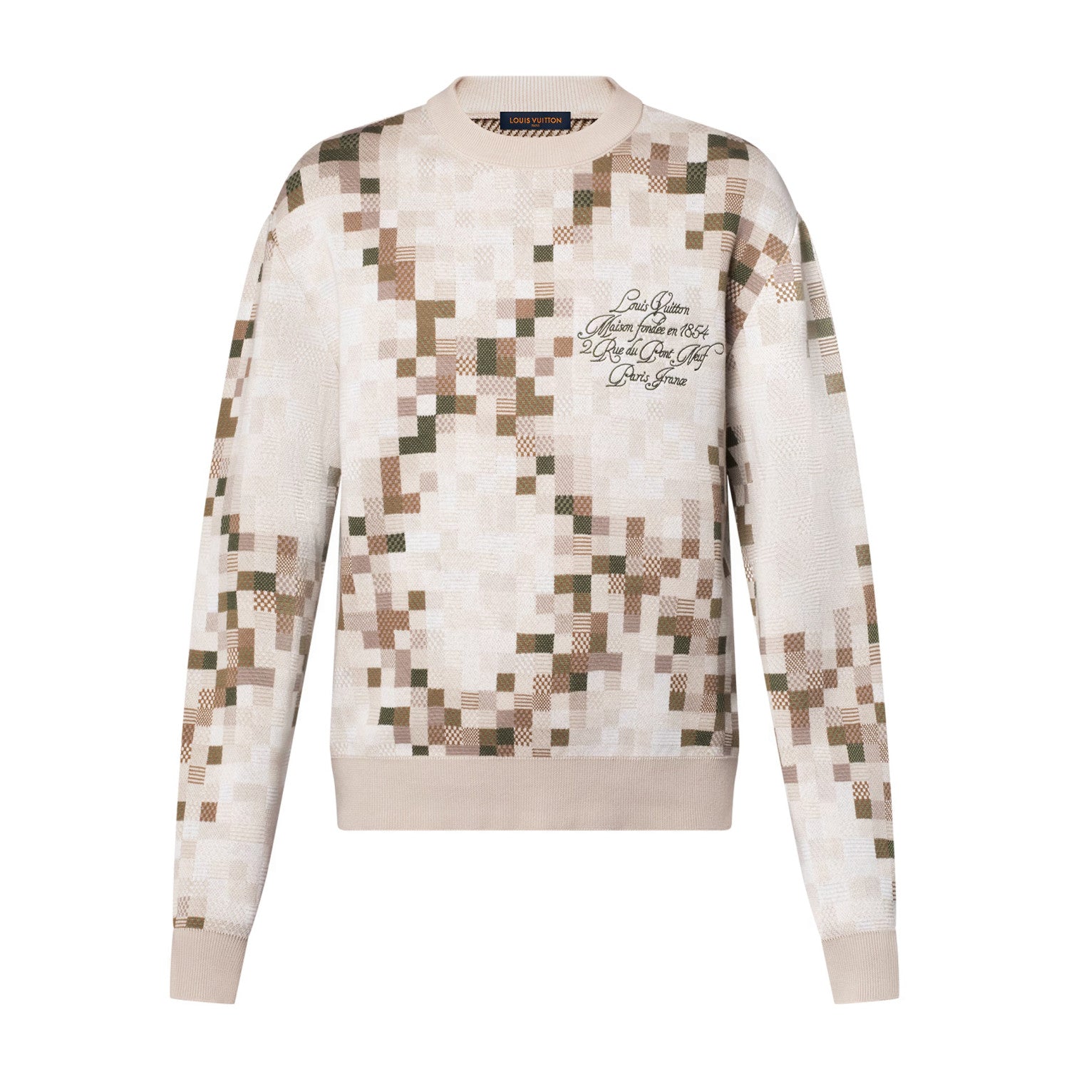 Louis Vuitton Men's Spring and Autumn Plaid Printed Round Neck Pullover Long Sleeve Knitted Sweatshirt #75129
