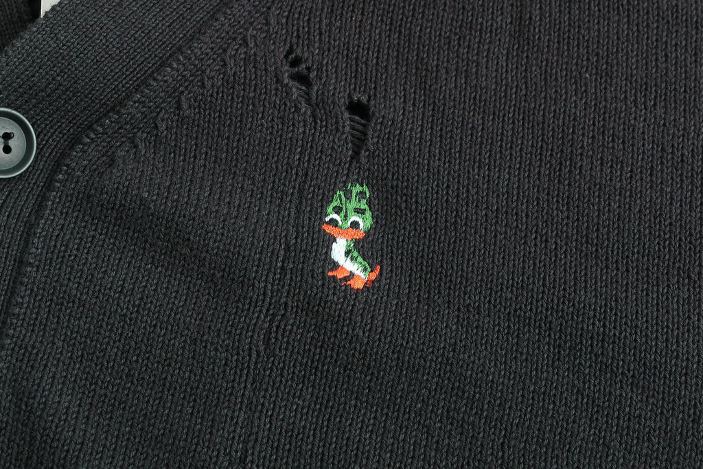 Maison Mihara Yasuhiro Spring/summer Fashion Casual Solid Color Hooded Zipper Embroidered Oversized Relaxed Patchwork Long Sleeve Knit Sweater Jacket #79498