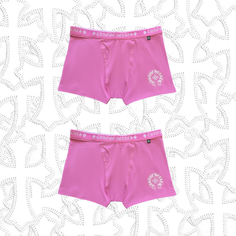 NlGO Chrome Hearts Men's And Women's Pure Color Sanskrit Print Cotton High Elasticity Boxer Briefs Underwear #77394