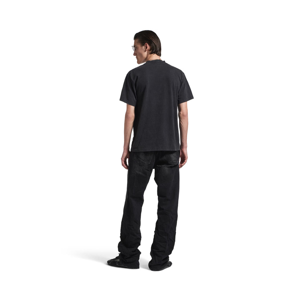 Balenciaga ﻿﻿Men's Summer Standard Print Black Faded Crew Neck Straight-Cut Knit Short-Sleeve T-shirt Ngvp #2353