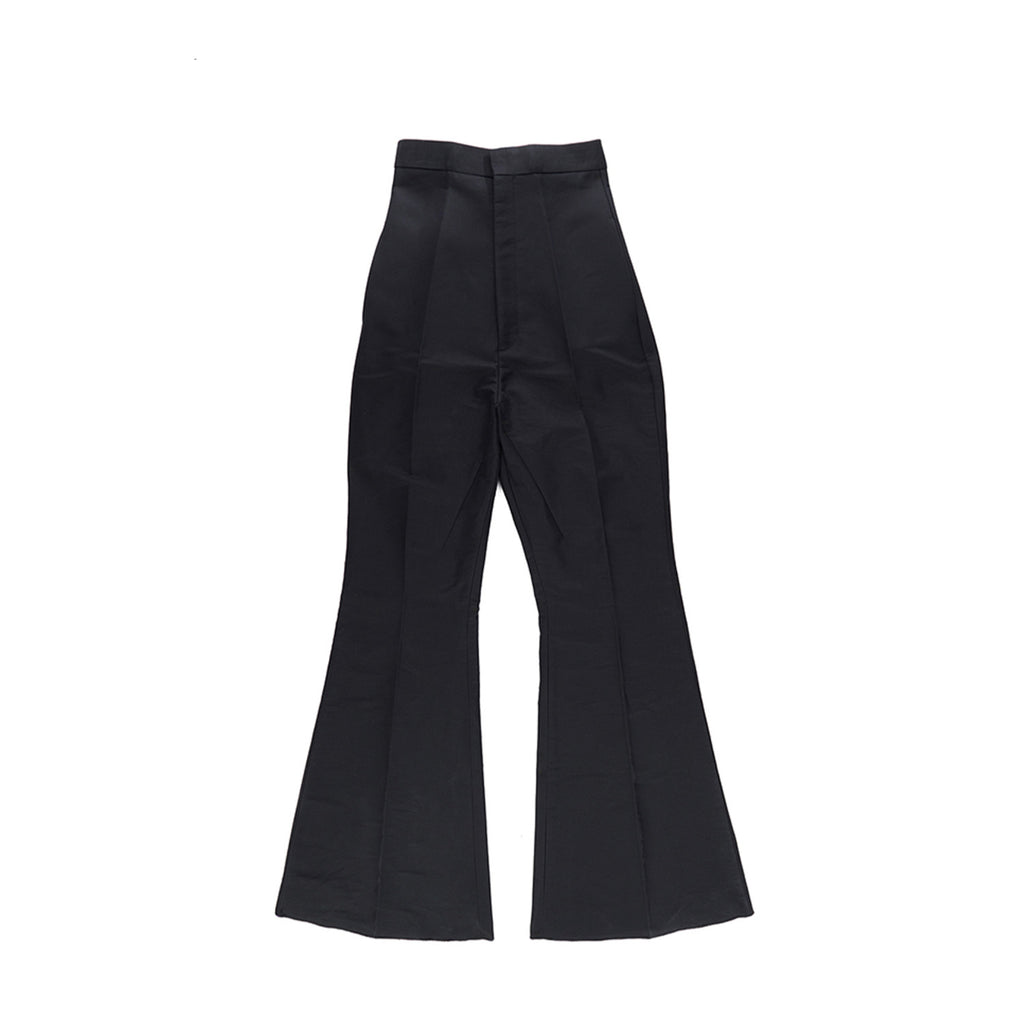 Rick Owens Men's Black Cotton Flared Trousers Spring And Autumn High Waist Trousers Loose Casual Fashion High Street Thin Trousers Pants Ngvp #9829