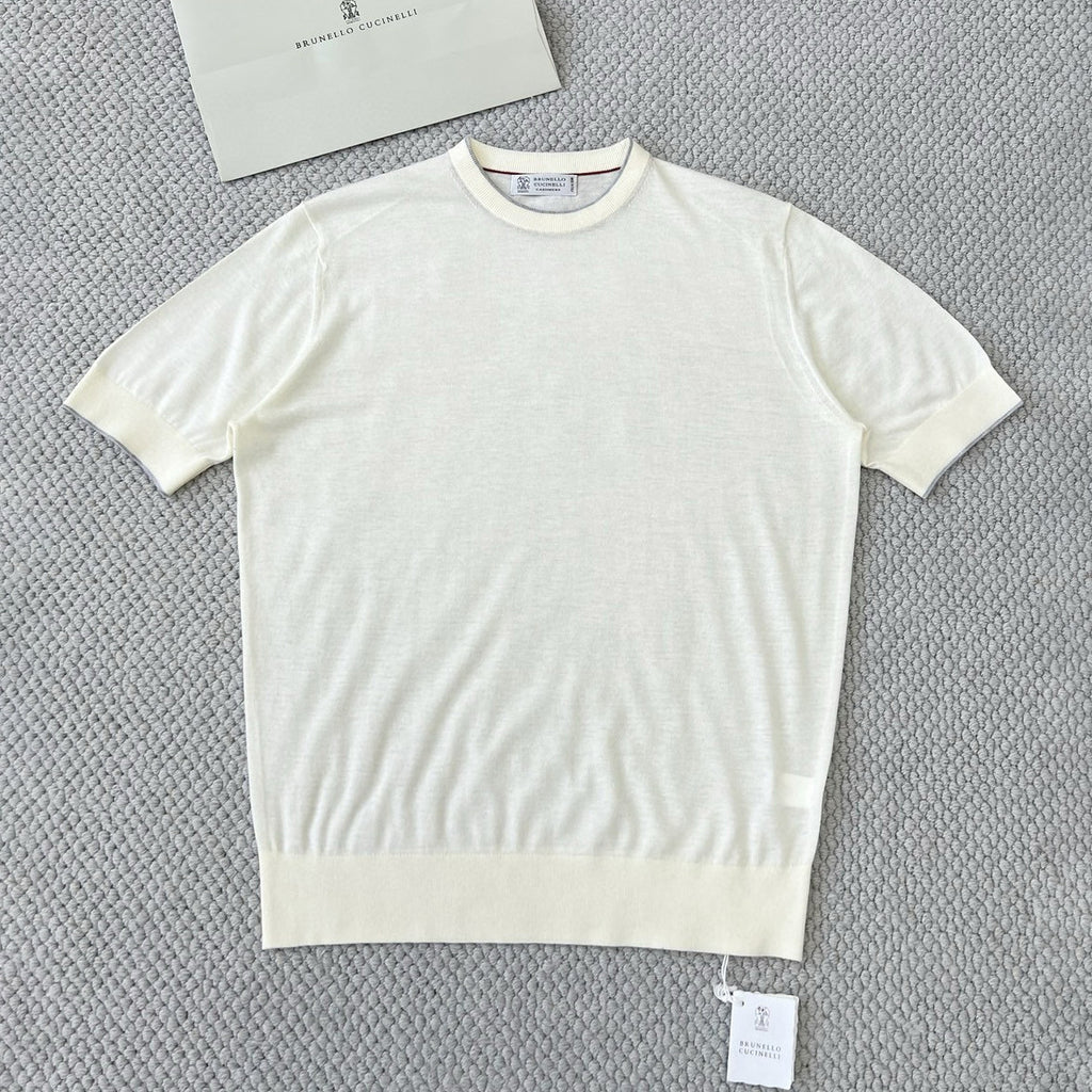 Brunello Cucinelli Men's Summer Solid Color Round Neck Cotton Short Sleeve T-Shirt #76658