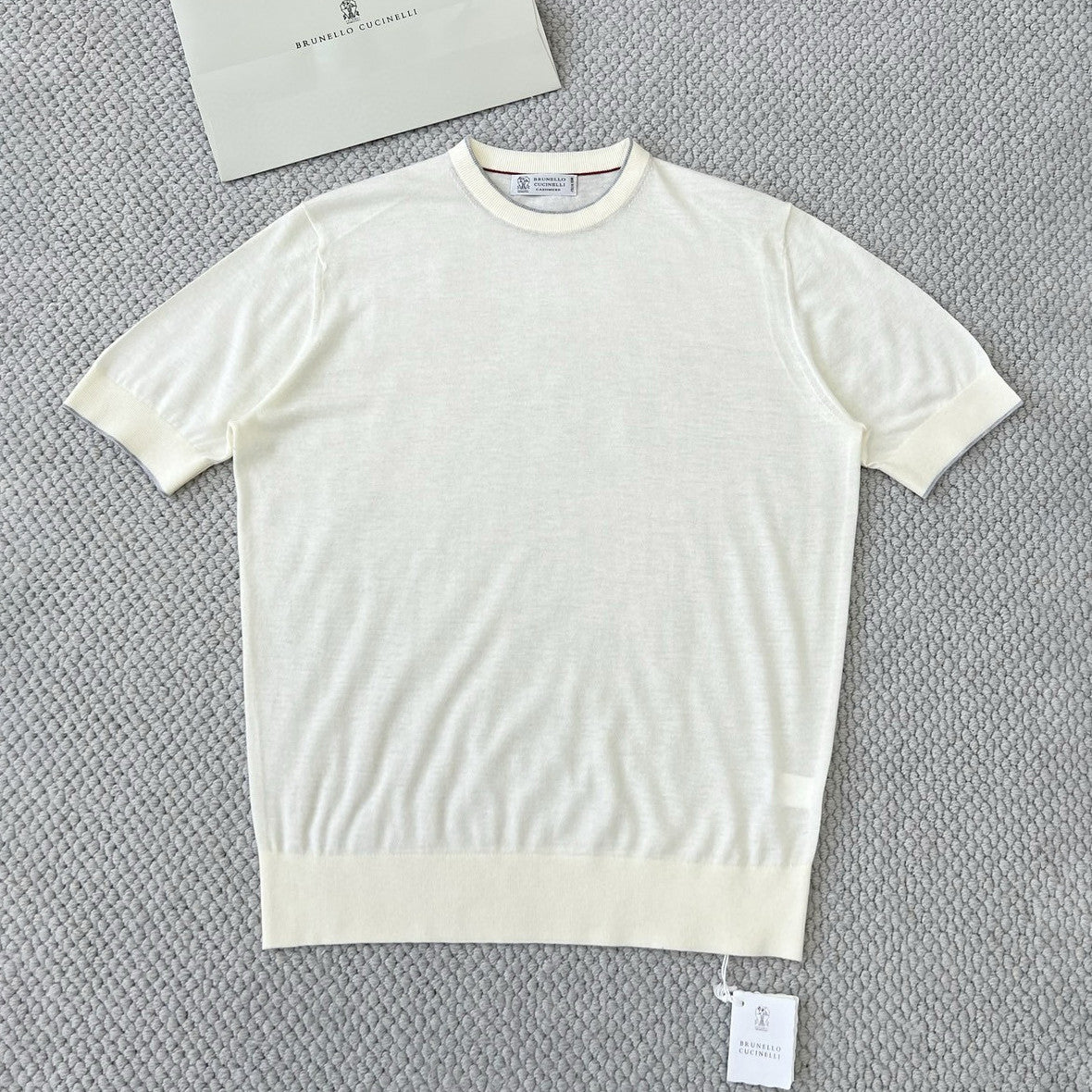 Brunello Cucinelli Men's Summer Solid Color Round Neck Cotton Short Sleeve T-Shirt #76658