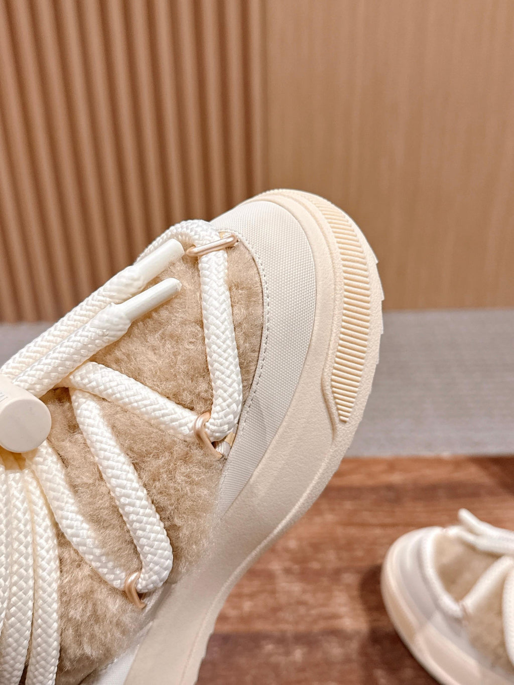 Moncler Light Beige Moncler Altive Mid Teddy Snow Boots #334369