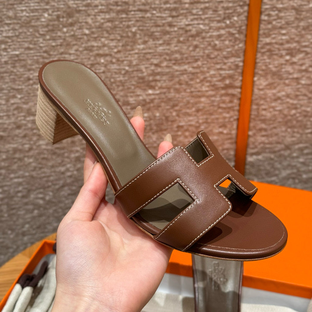 Hermes Oasis Women's Summer Solid Colour One Stirrup High Heel Slipper Shoes #76933