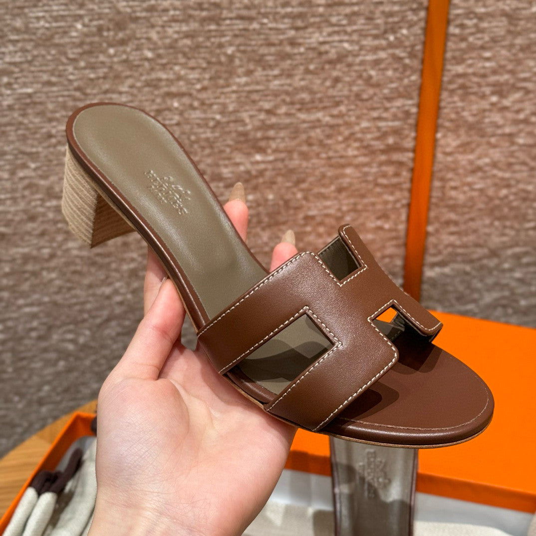 Hermes Oasis Women's Summer Solid Colour One Stirrup High Heel Slipper Shoes #76933