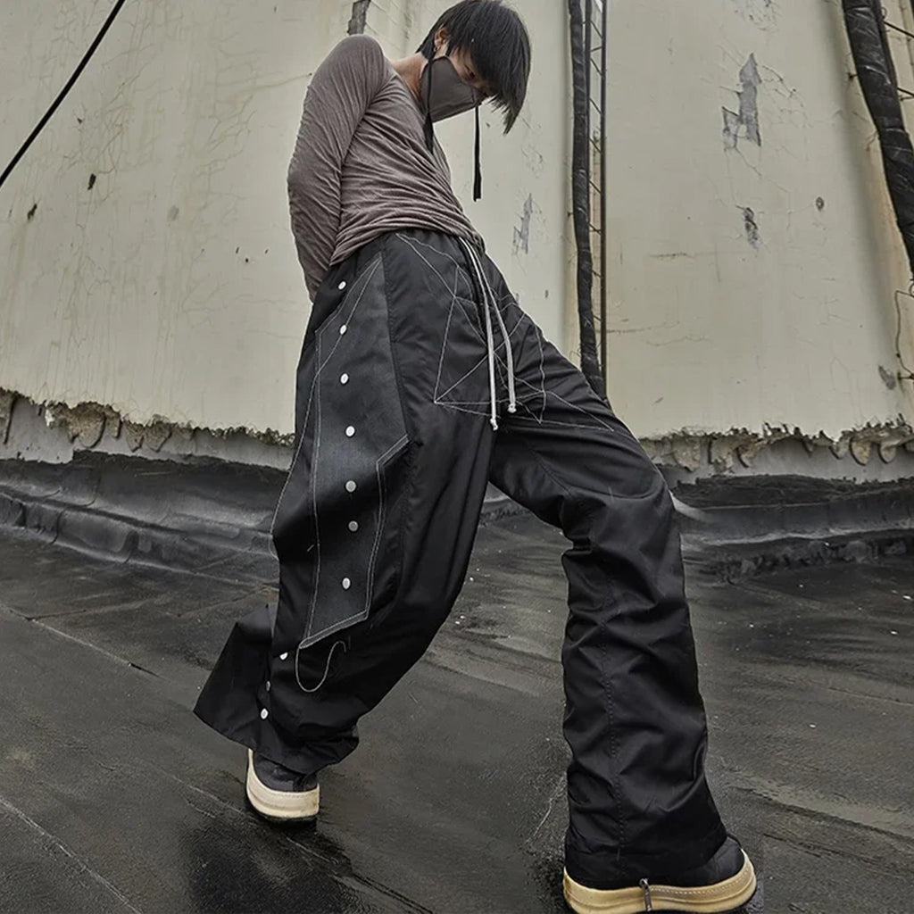 Rick Owens Men's Four Seasons Dark Line Button Workwear Pants Loose Retro Trend Drawstring Straight Leg Pants Ngvp #8779