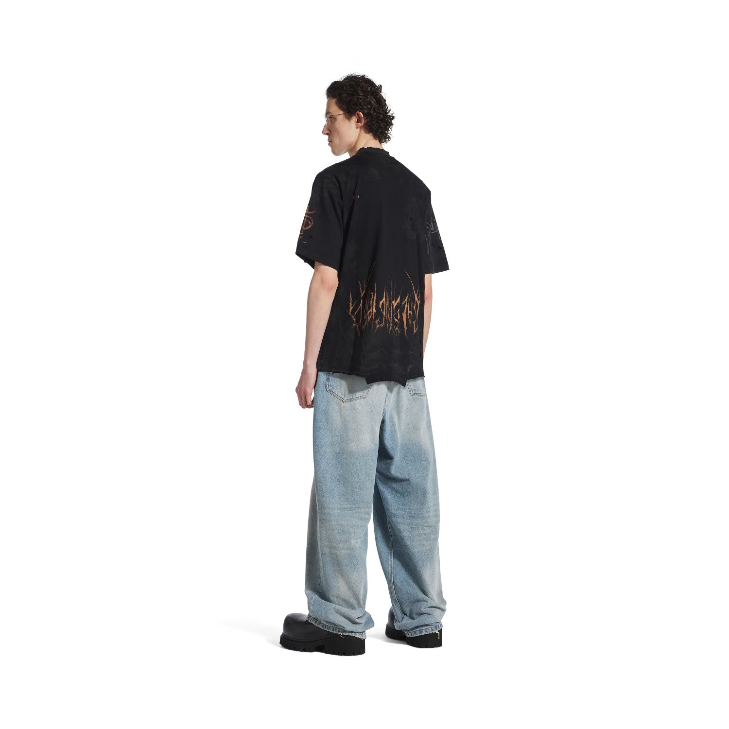 Balenciaga Men's And Women's Round Neck Destroyed Oversized Summer Solid Color Cotton Short Sleeve Paris Moon Upside Down T-Shirt Ngvp #2136