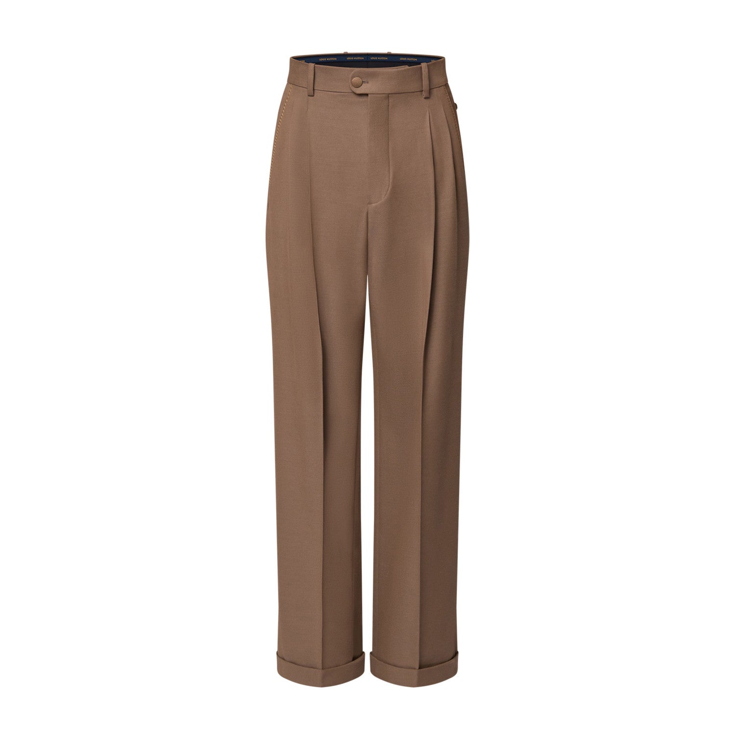 Louis Vuitton Men's Spring & Autumn Solid Color Button Mid Waist Straight Leg Casual Pants #75527