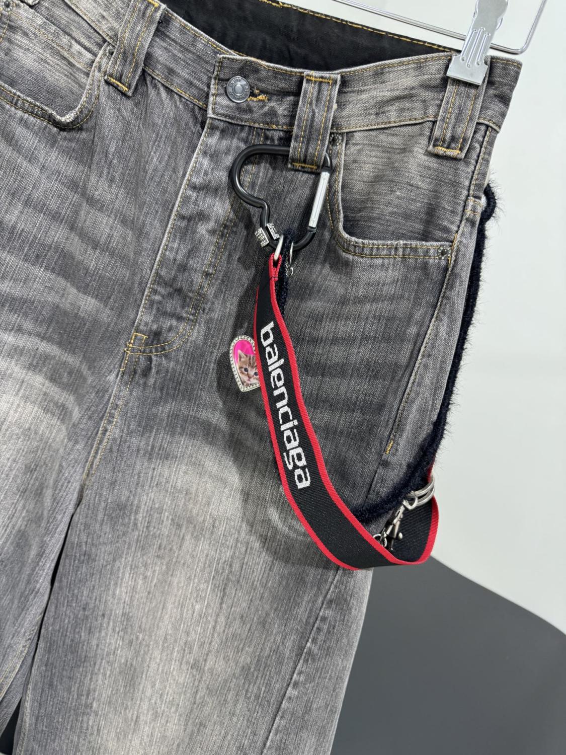 Balenciaga Men's And Women's Spring/fall Fashion Casual Washed Distressed Wide Leg Oversized Jeans Pants #79199