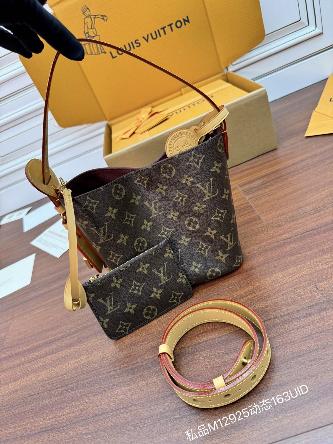 Louis Vuitton All In BB Women's Brown Letter Printed Removable Zipper Inside Pocket Coated Canvas Shoulder Tote Bag Bags #75487