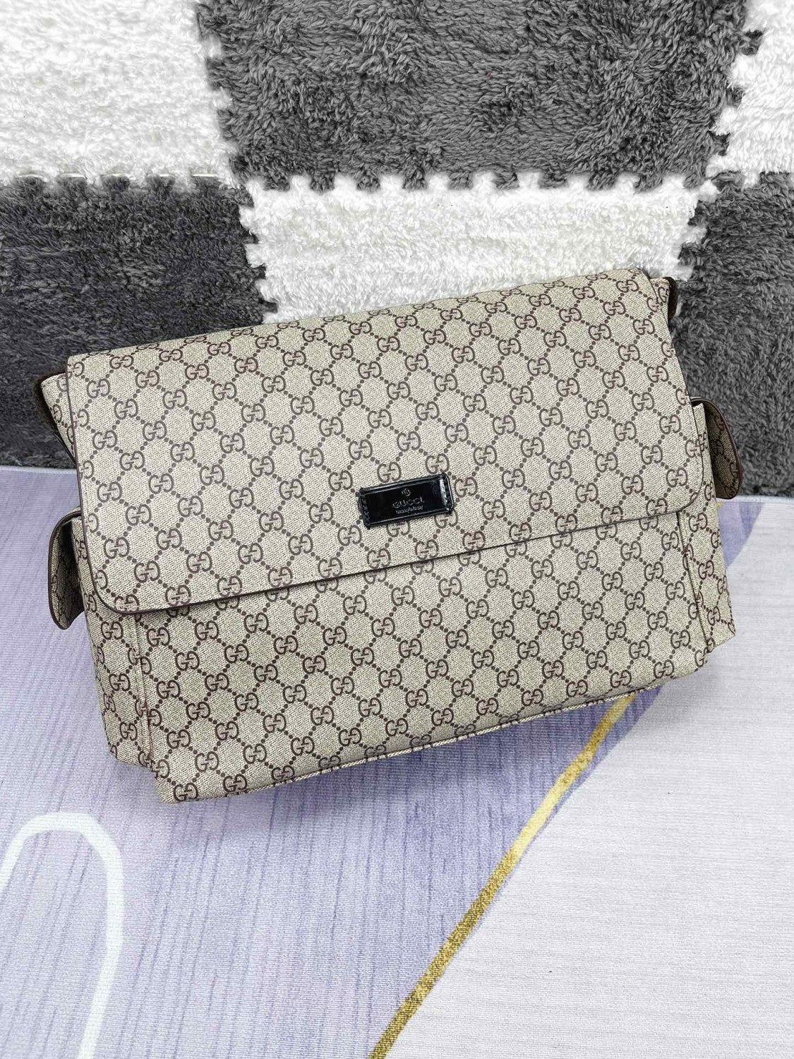 Gucci Kid's Logo Leather Logo Mommy Bag Shoulder Crossbody Bag #37445