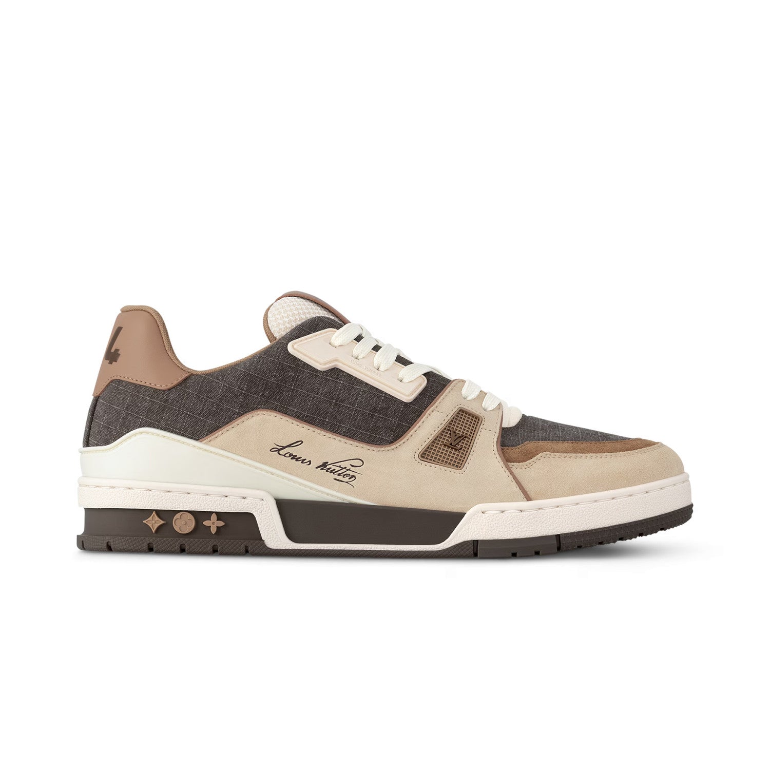 Louis Vuitton LV Trainer Men's And Women's Two Tone Leather And Canvas Round-toe Lace-up Low-top Flat Casual Shoes #77157