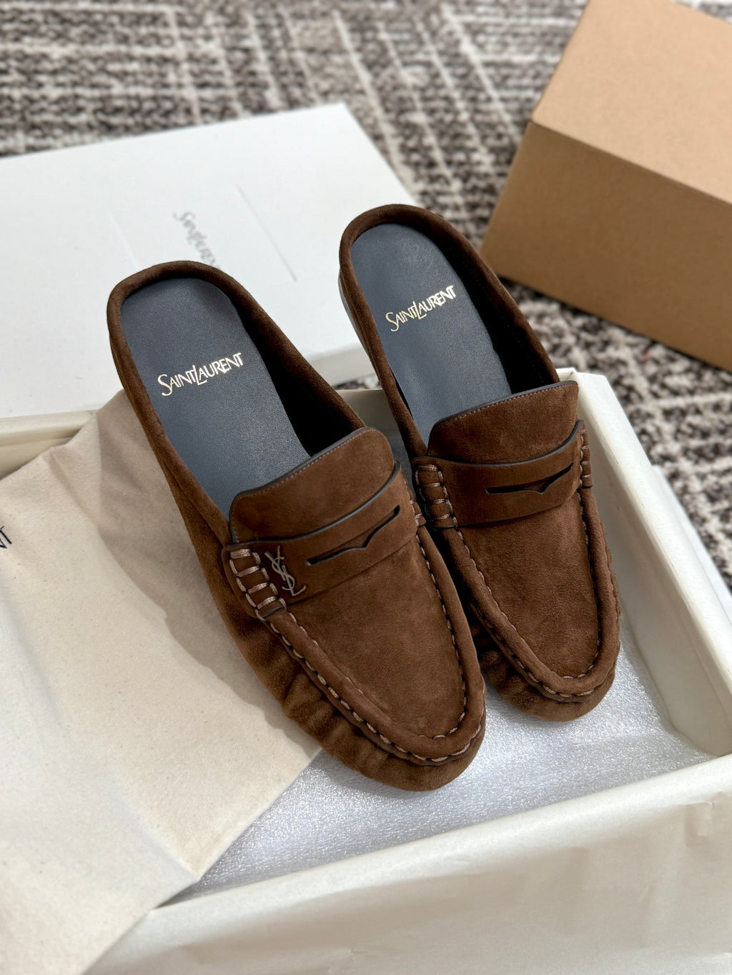 Saint Laurent LE LOAFER Mules in Suede #380512