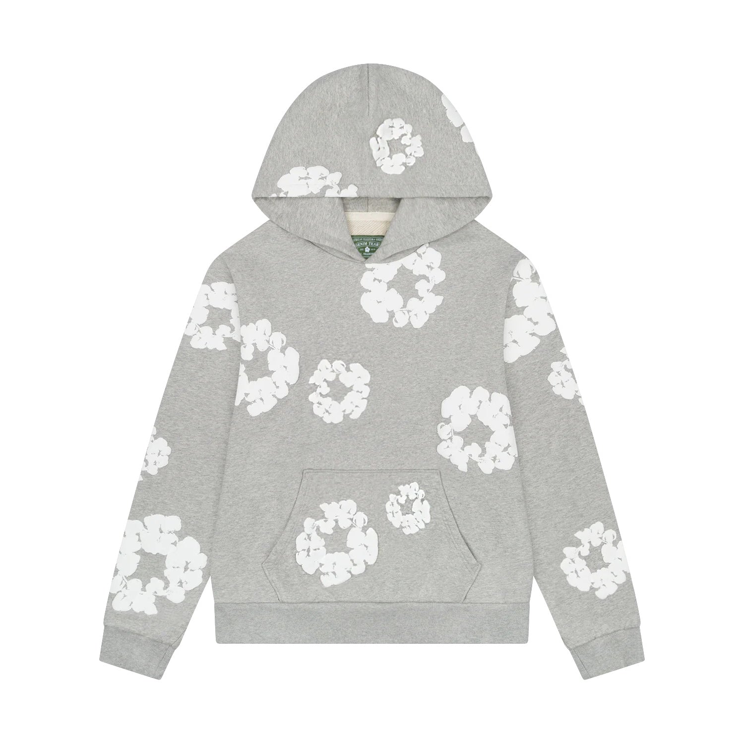 Denim Tears Men's And Women's Spring/fall Fashion Trend Solid Color Hooded Pullover Loose Fit Cotton Hoodie With Floral Print European American Style High Street Hip Hop Streetwear Sweatshirt #79535