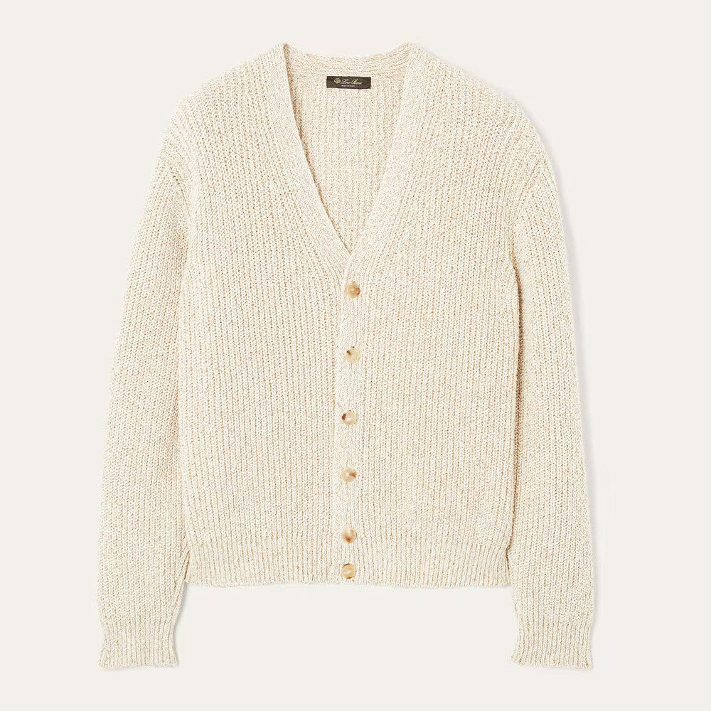 Loro Piana Meina Men's Cardigan Cotton V-neck Fashion Temperament Single-breasted Knitted Cardigan Fall And Winter Casual Comfortable Knitwear Ngvp #2482