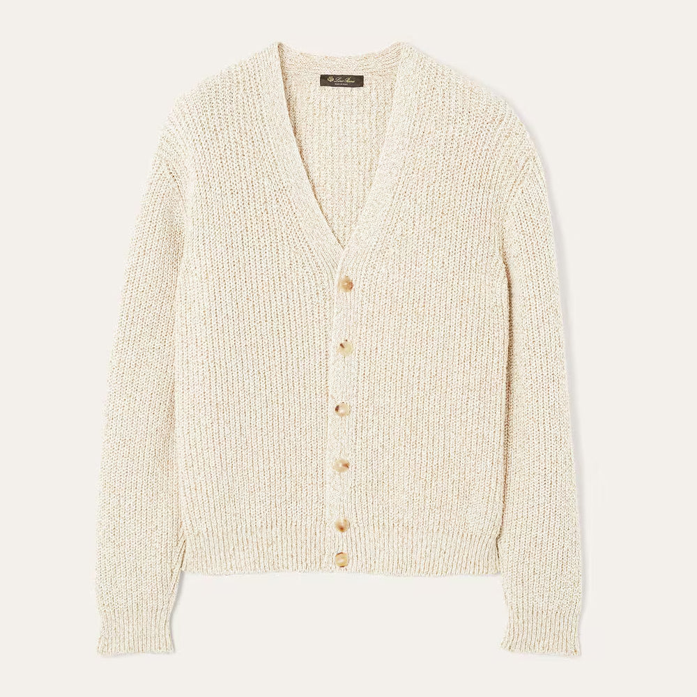 Loro Piana Meina Men's Cardigan Cotton V-neck Fashion Temperament Single-breasted Knitted Cardigan Fall And Winter Casual Comfortable Knitwear Ngvp #2482