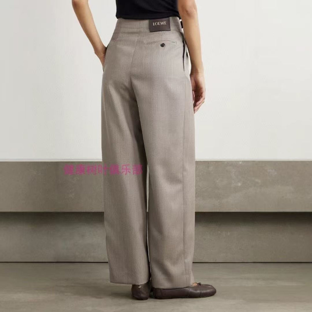Loewe Belted Trousers in Wool Brown #334790