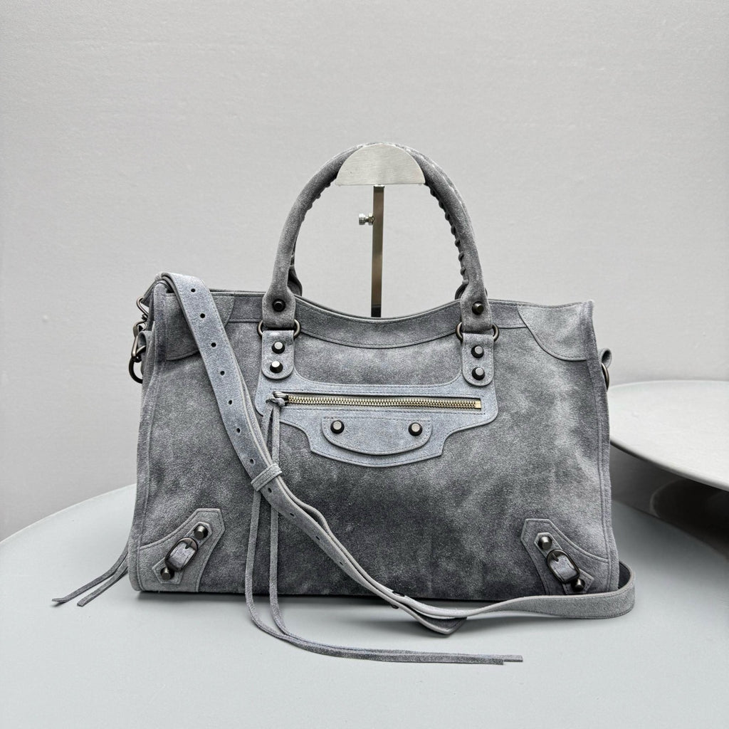 Balenciaga LE CITY Medium Handbag Women's Fashion Luxury Solid-Colour Suede Tote Bag Crossbody Bag Bags 8230582AB2A1143 Ngvp #2434