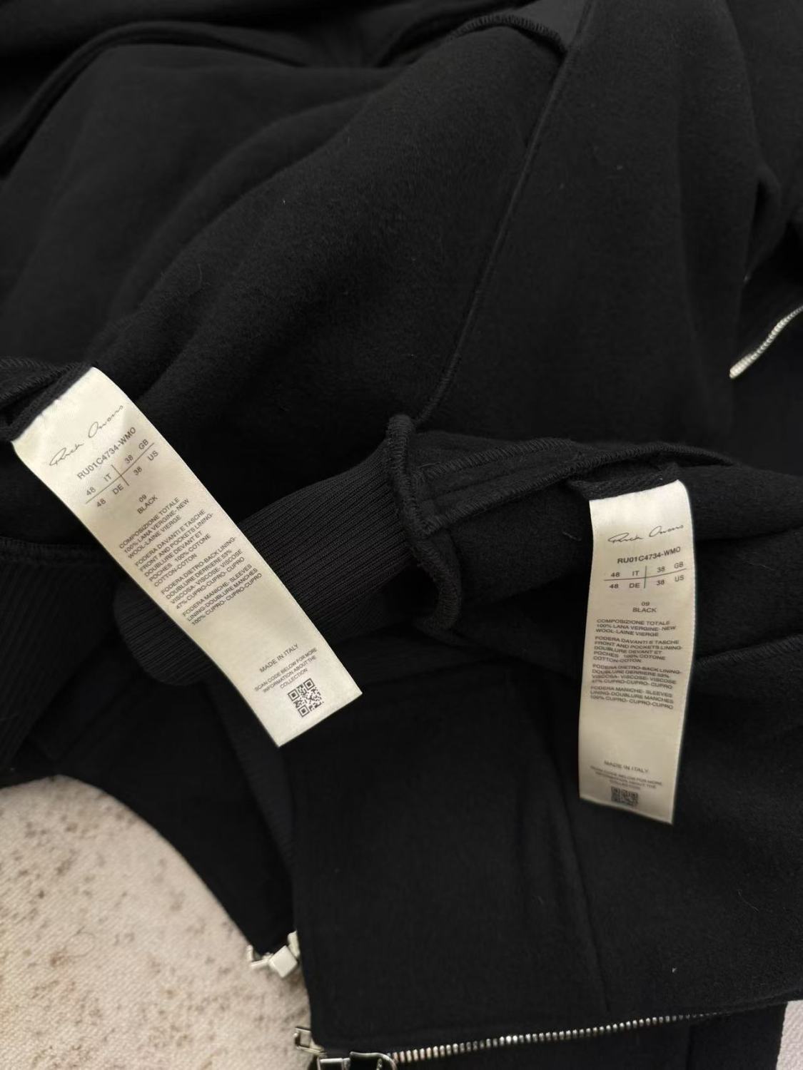 Rick Owens Cropped Hooded Fligh Jacket Black Virgin Wool Cropped Flight Jacket #332196