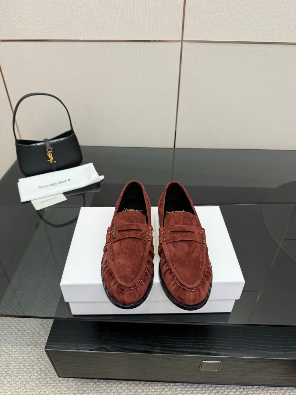 Saint Laurent Women's Autumn/Winter Fashion Casual Sheepskin Suede Round Toe Slip On Flat Loafers Casual Shoes #78376
