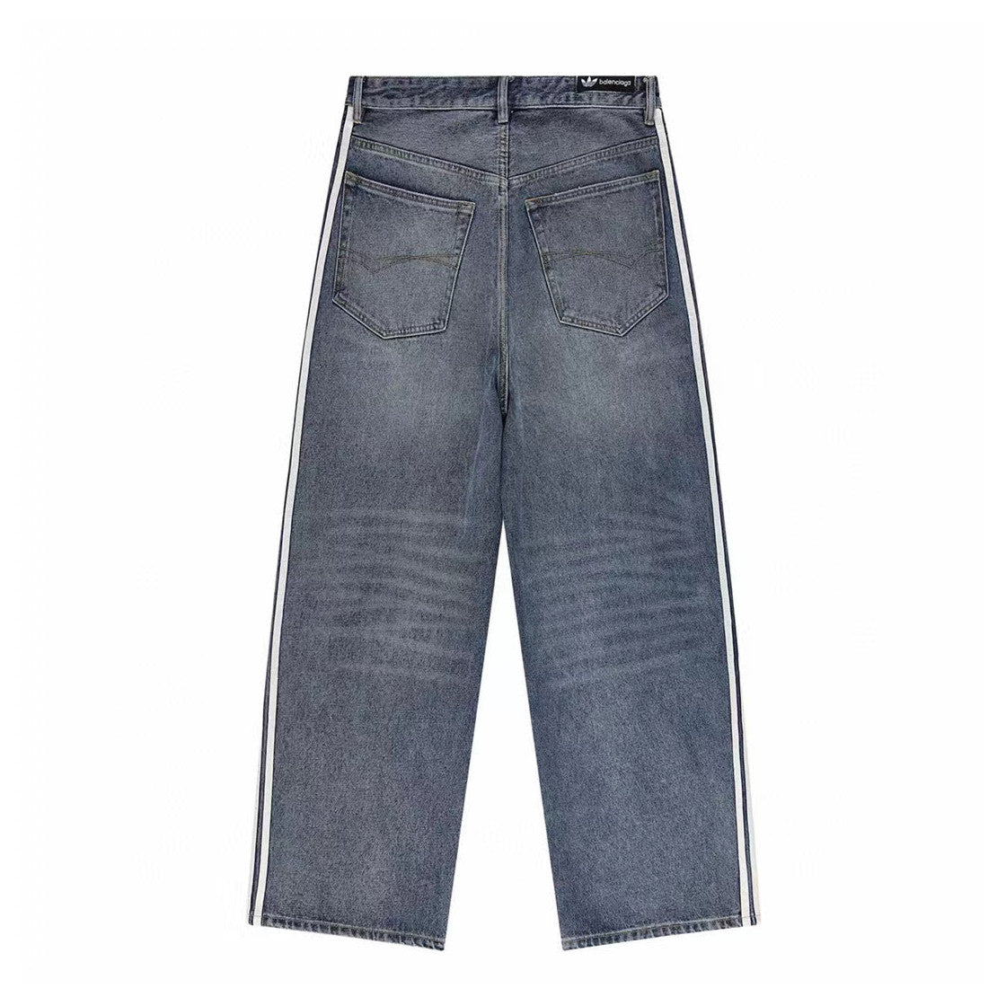 Balenciaga Men's Autumn Blue Loose Stripe Jeans Pants #97396