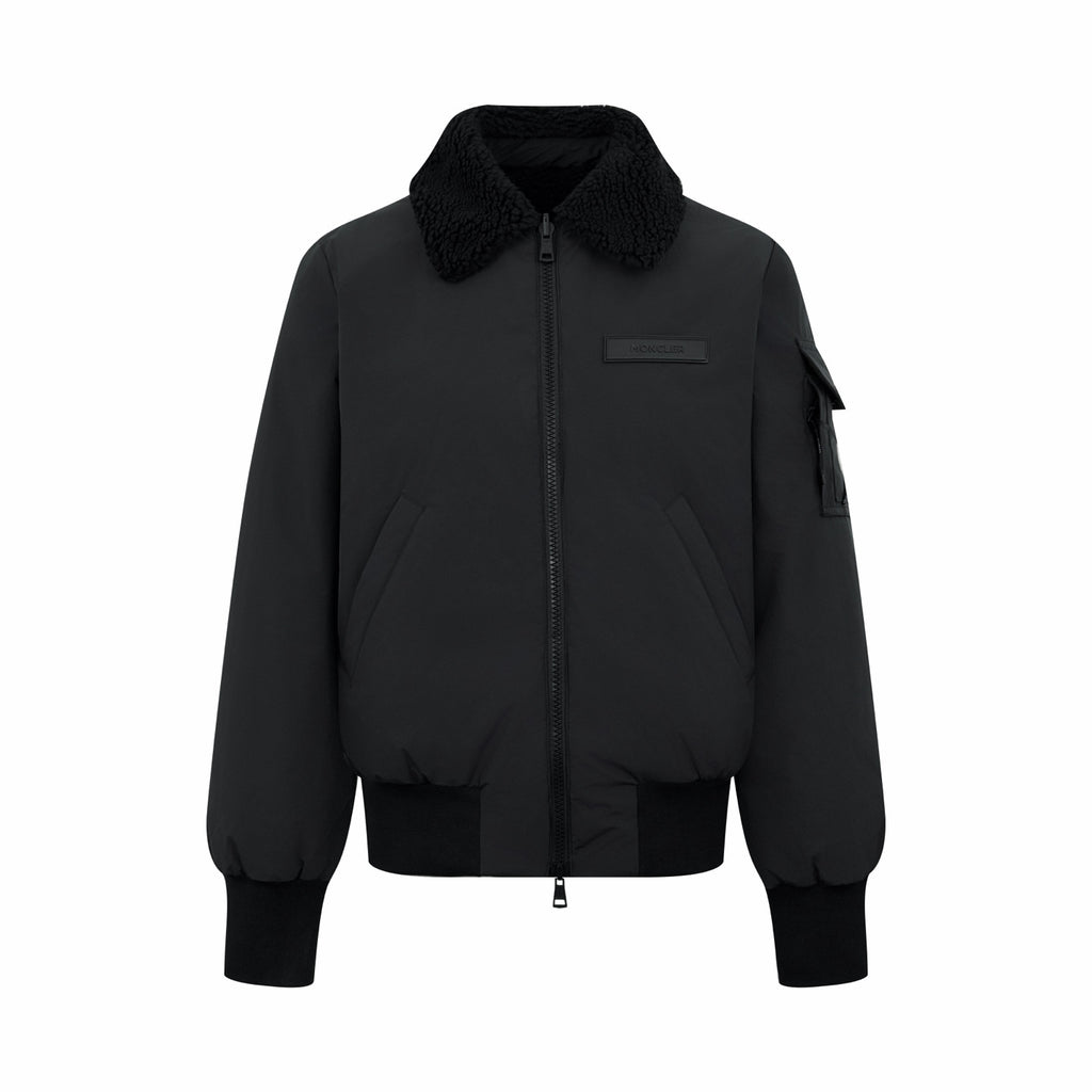 Moncler Men's Black Maulevrier Reversible Teddy Fleece Bomber Jacket #332812