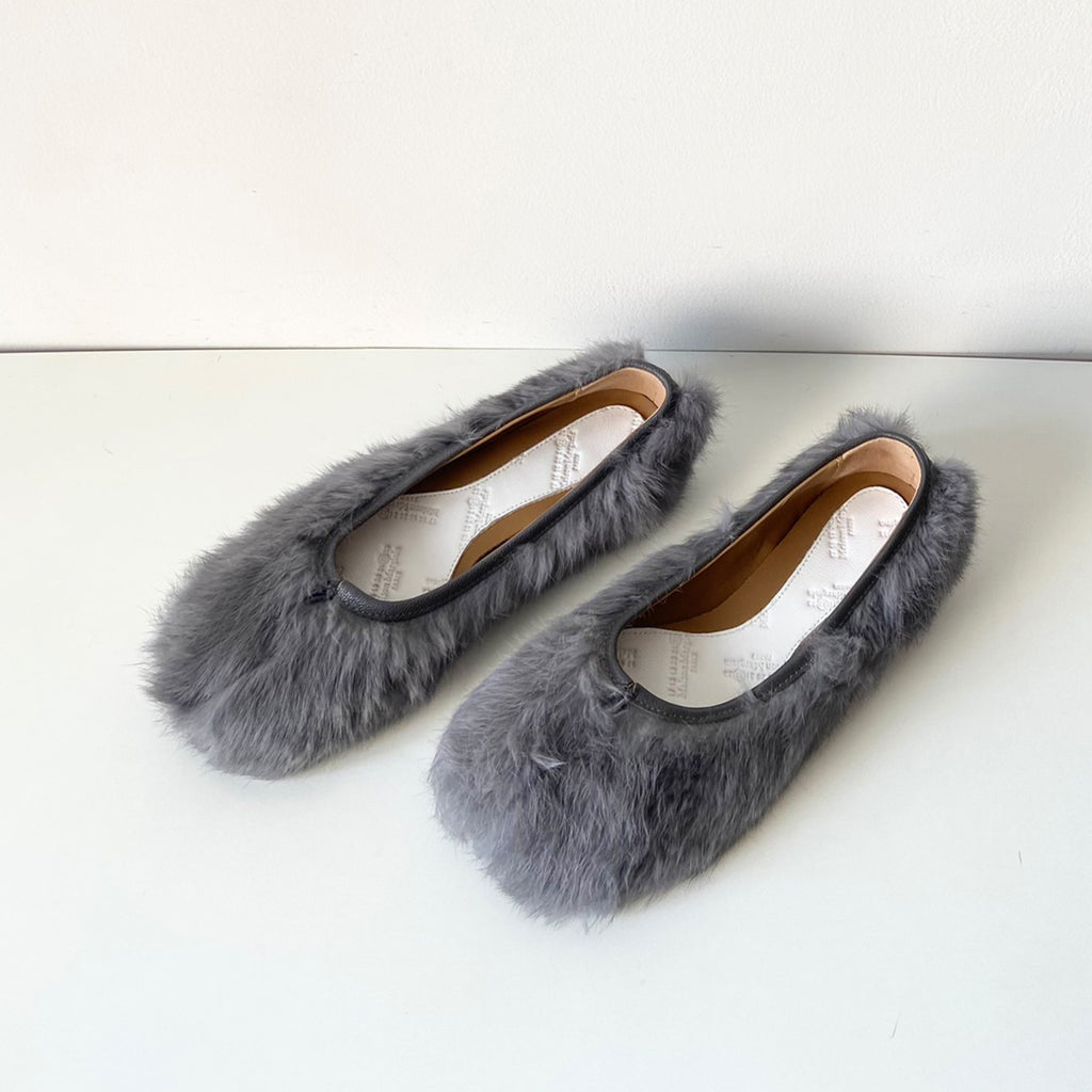 Maison Margiela Spring And Autumn Plush Split Toe Shoes Fashion Casual Comfortable Flat Shoes Solid Colour Temperament Women's Shoes #81148