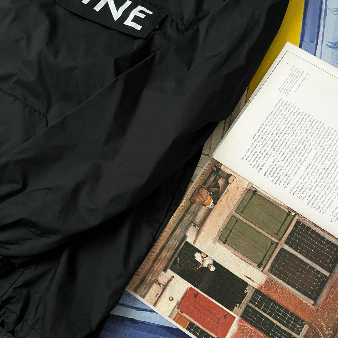Celine Men's Spring and Fall Logo Printed Nylon Regular Fit Half Zip Hooded Pullover Jacket #98419