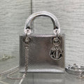 Dior Lady Women's Solid Color Metal Pendant Detachable Chain Shoulder Strap Snake Skin Single Shoulder Crossbody Handbag Bag Bags #77722