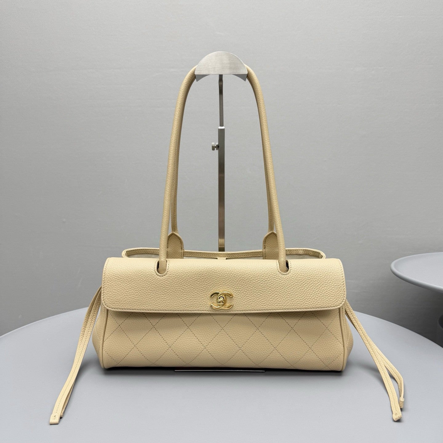 Chanel Small Shopping Bag Grained Calfskin Gold-tone Metal Black #380058