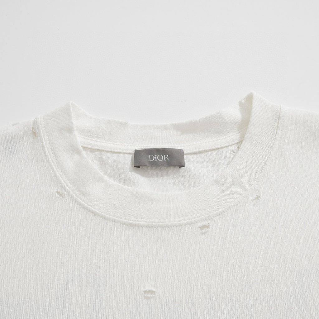 Dior Couture Relaxed-Fit T-Shirt Torn Short Sleeve Solid Colour #96329