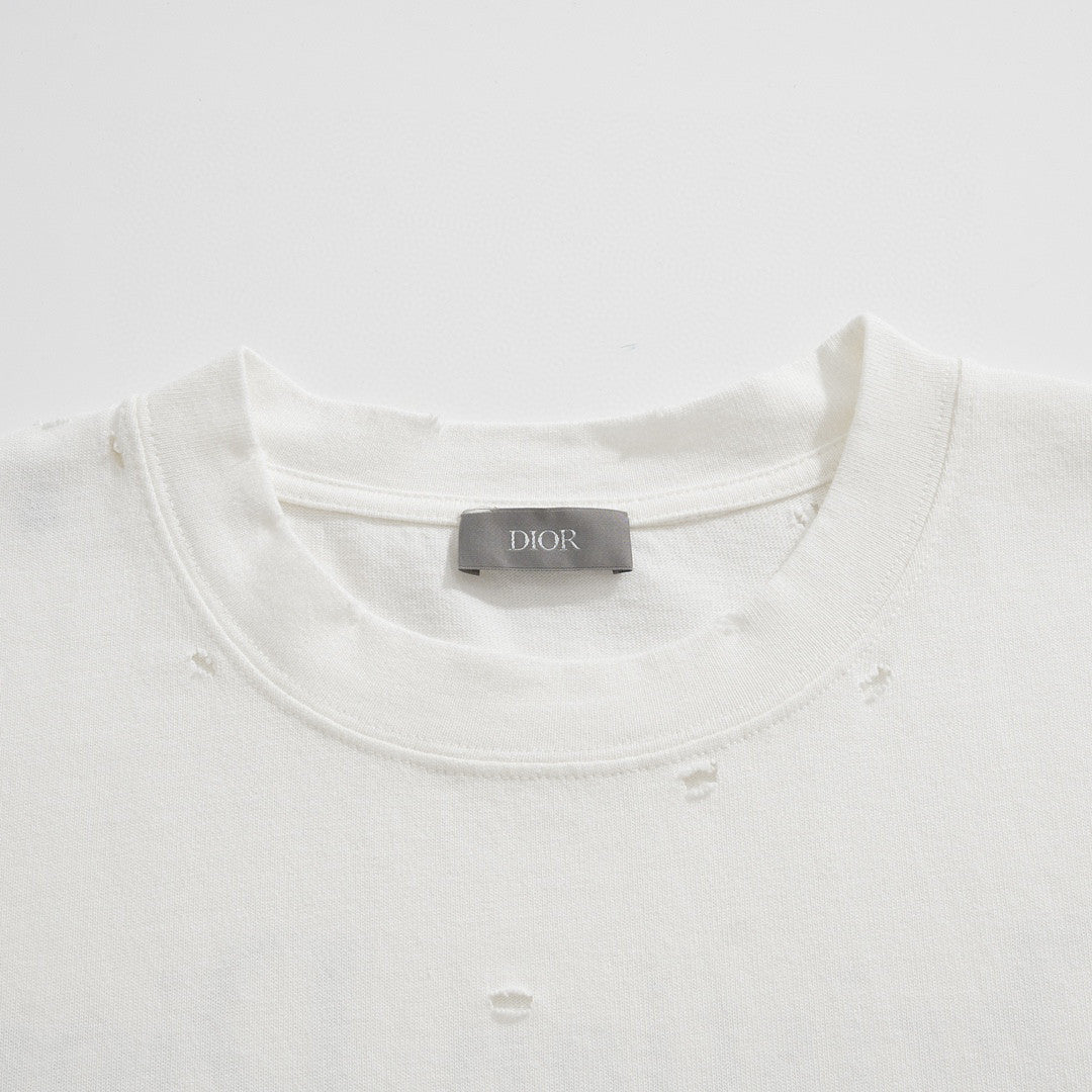 Dior Couture Relaxed-Fit T-Shirt Torn Short Sleeve Solid Colour #96329