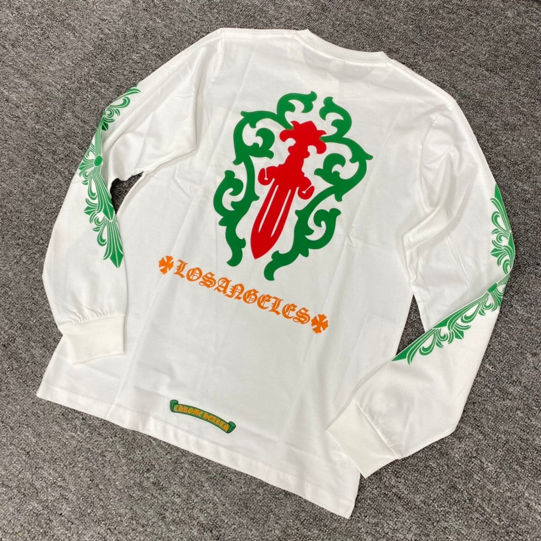 Chrome Hearts Men's Women's Summer Chao Printed Embroidered Letters Long-Sleeved T-Shirt Men And Women Loose Cotton Bottoming Shirt Tops #76433
