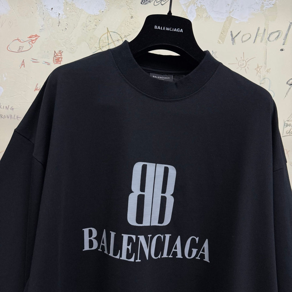 Balenciaga Men's Summer Solid Color Letter Print Round Neck Cotton Short Sleeve T-Shirt #77337