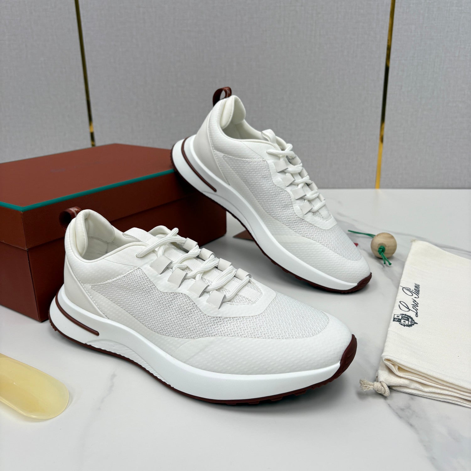 Loro Piana Week End Walk Mesh Cowhide Suede Casual Sneakers #381648