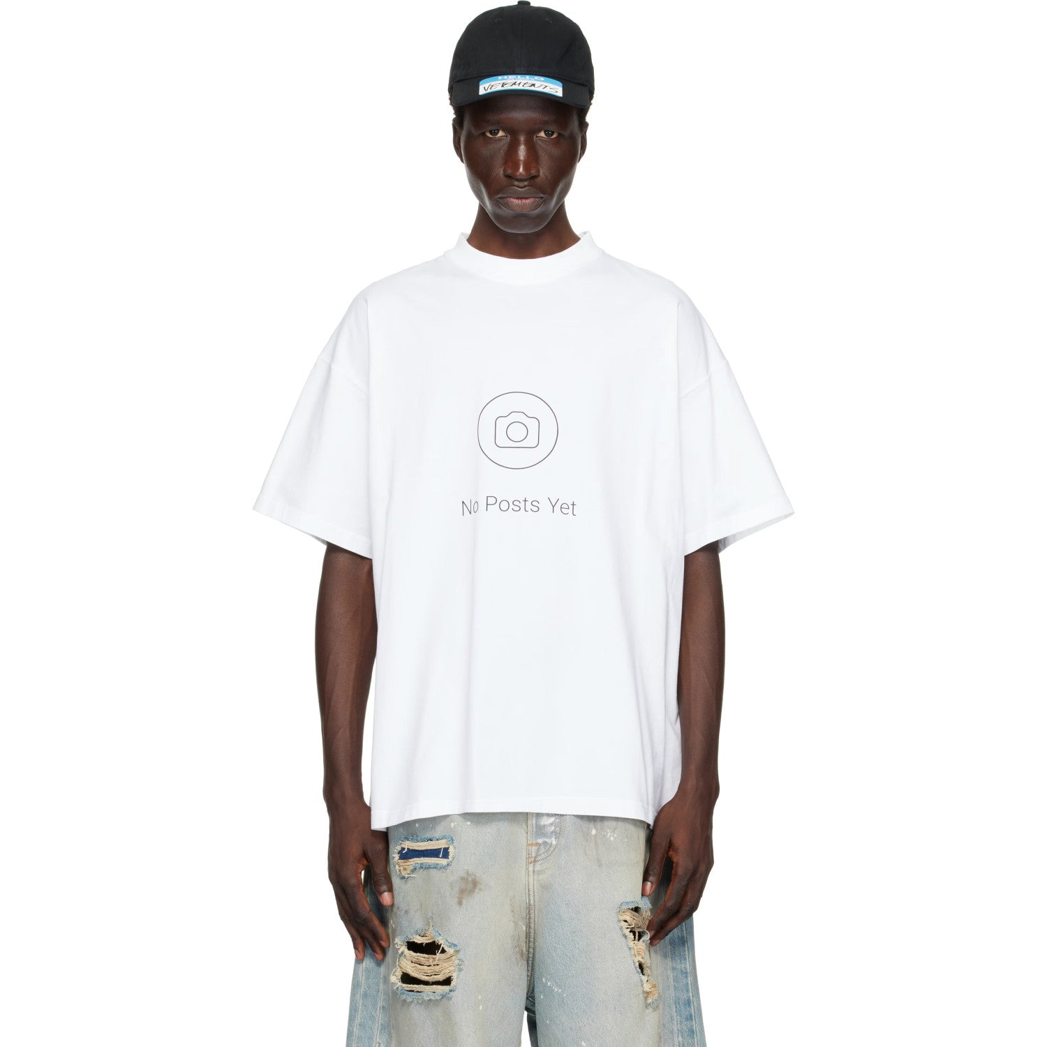 Vetements Spring And Summer Men'S Black And White Printed T-Shirt Fashion High Street Trend Round Neck Short Sleeve Loose Casual T-Shirt Ngvp #1581