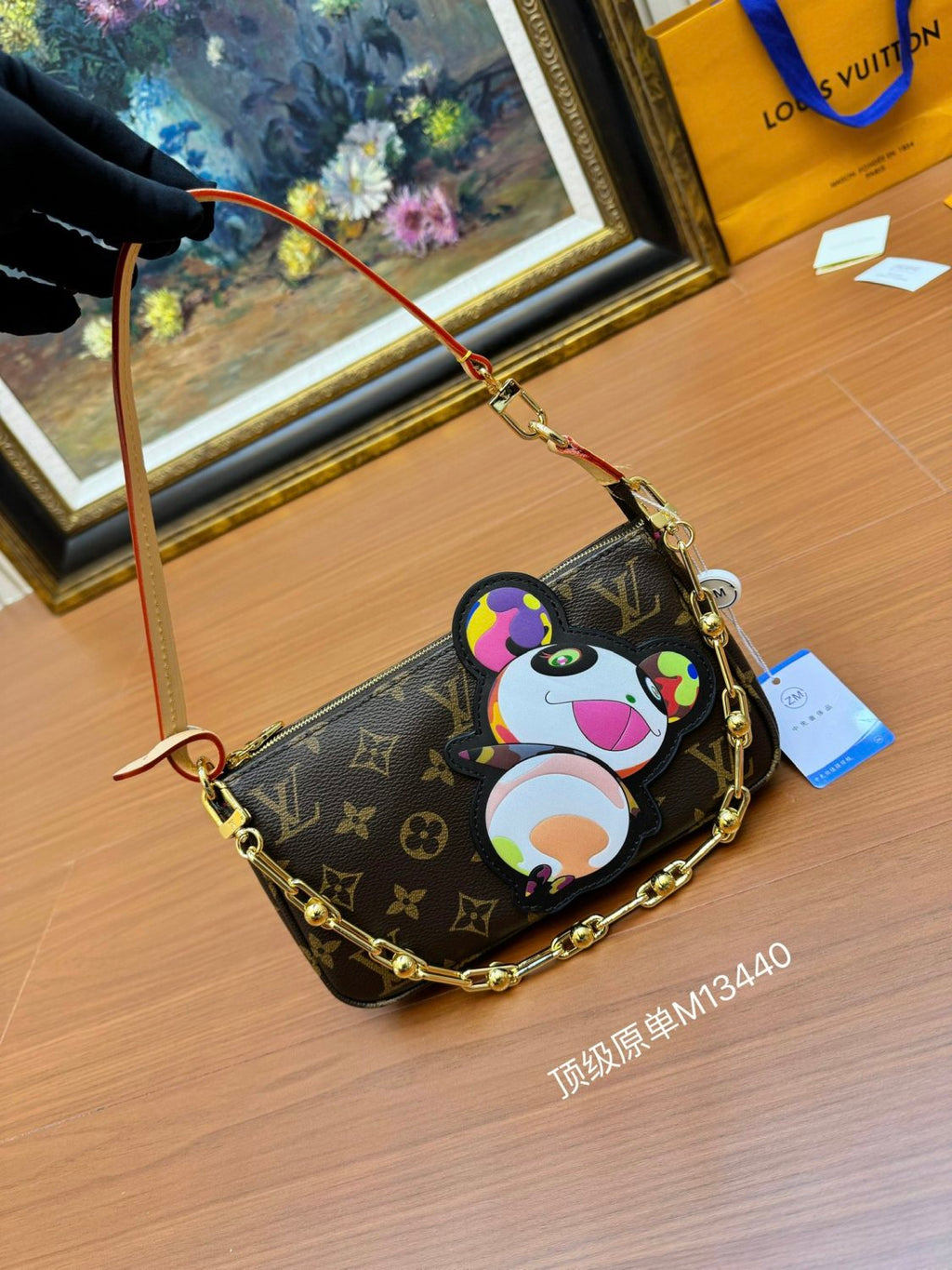 Louis Vuitton Women's Pochette Accessoires Handbag Logo Full Printed Solid Color Cowhide Casual Shoulder Bag Bags #75414