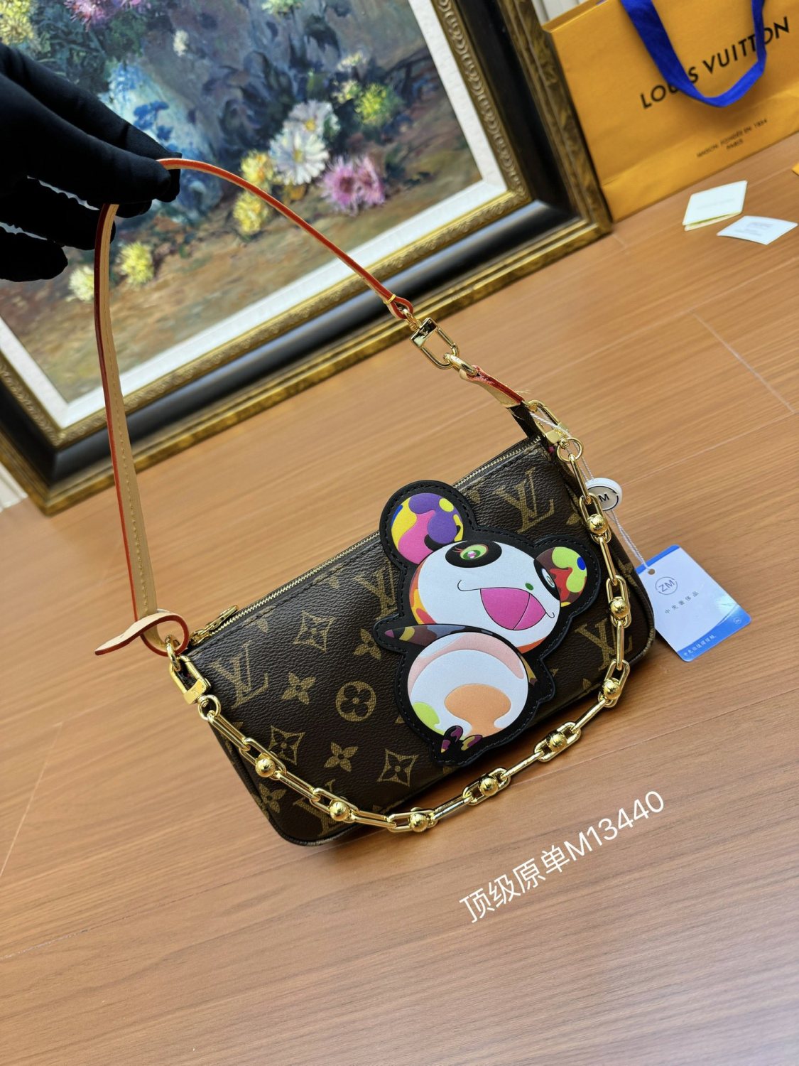 Louis Vuitton Women's Pochette Accessoires Handbag Logo Full Printed Solid Color Cowhide Casual Shoulder Bag Bags #75414